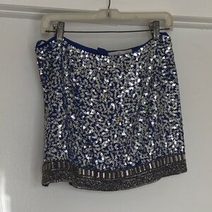 Sequin Embellished Blue Skirt